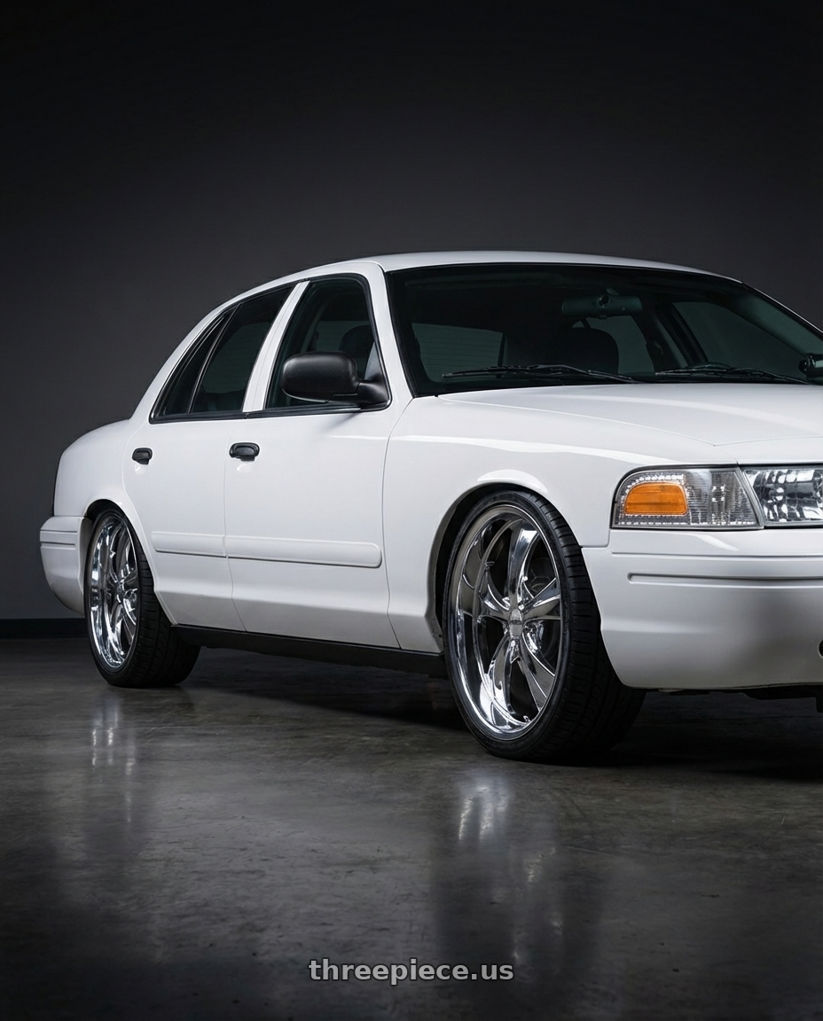 2011 Ford Crown Victoria Police Interceptor with Strada Street Classics Old Skool 6x139.7 24x10 +24 Chrome wheels