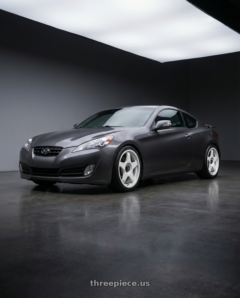 2014 Hyundai Genesis Coupe with fifteen52 CHICANE 5x114.3 / 5x120 19x8.5 +35 RALLY WHITE (GLOSS WHITE) wheels