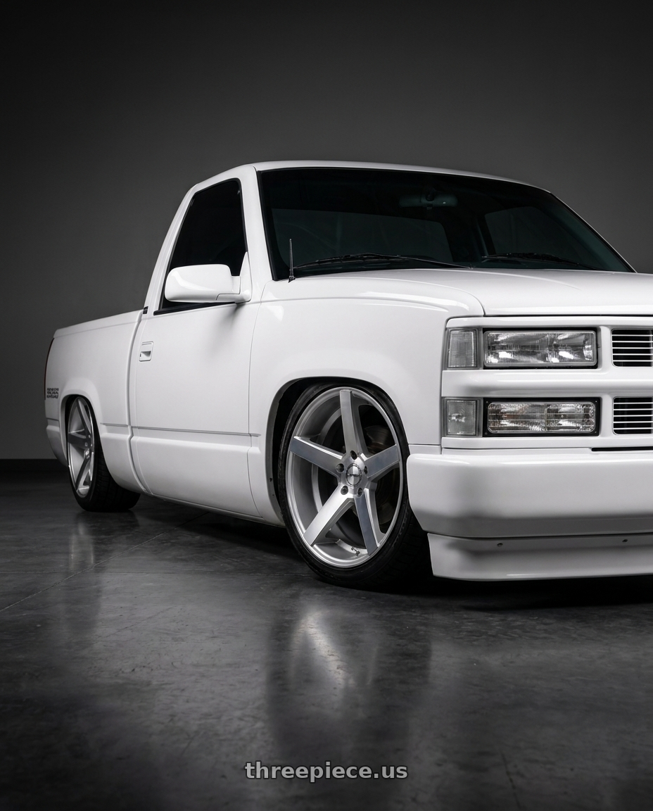 1989 chevy c1500 with Strada Perfetto 5x112 20x8.5 +40 Silver Machined wheels