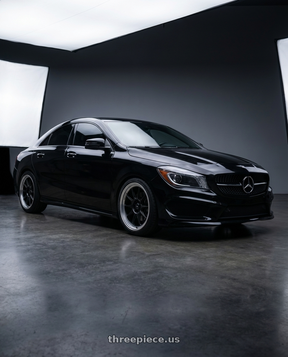 2018 Mercedes-Benz CLA C117 with Konig Countergram 5x112 19x9.5+30 Matte Black / Matte Machined Lip wheels