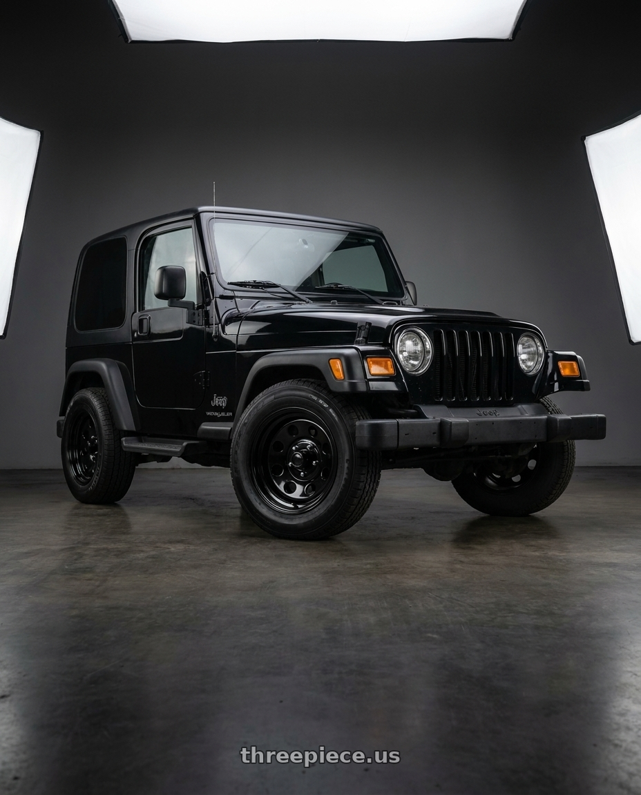 2003 Jeep Wrangler with Vision HD 85H 6x139.7 15x8-19 Gloss Black wheels