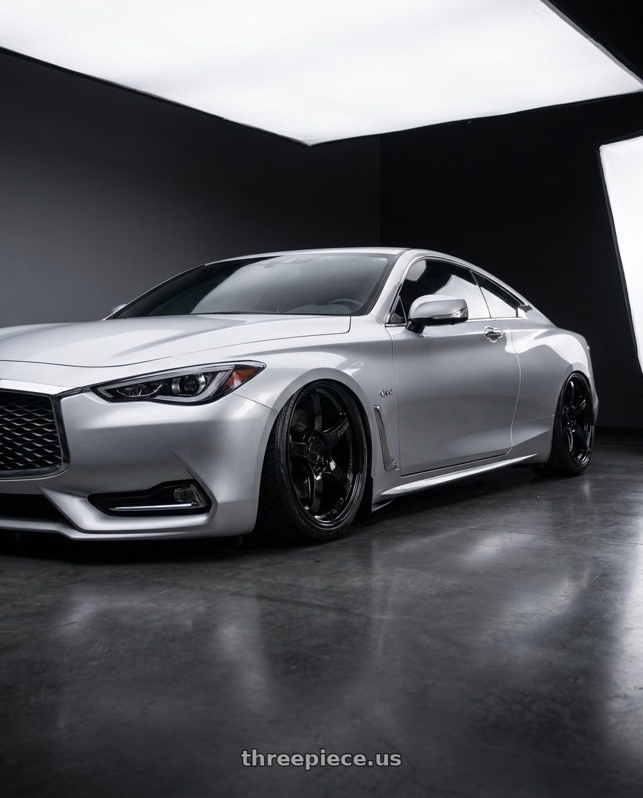 2020 Infiniti Q60 with Gram Lights 57CR 5x114.3 19x8.5+35 Glossy Black wheels
