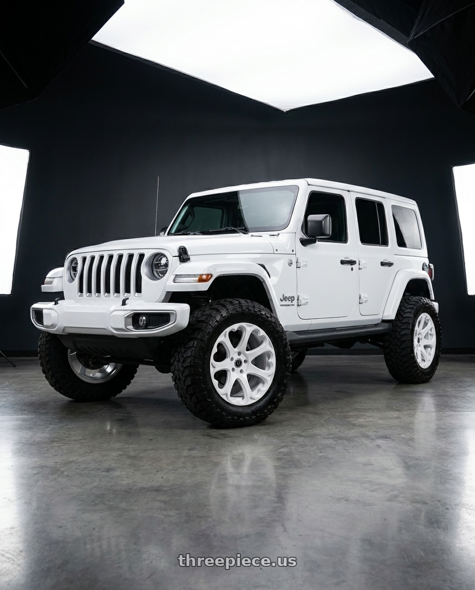 2021 Jeep Sahara JLU with Heritage Wheel KOKORO MonoC 5x100 18x8.5 +35 White wheels