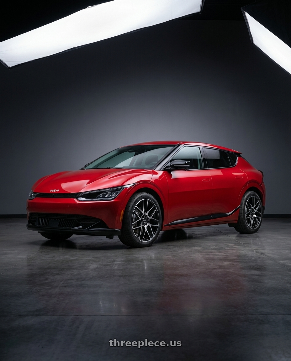 2024 kia ev6 with Motiv 435MB Foil 5x114.3/5X120 20x8.5 +40 Gloss Black Machined Face wheels