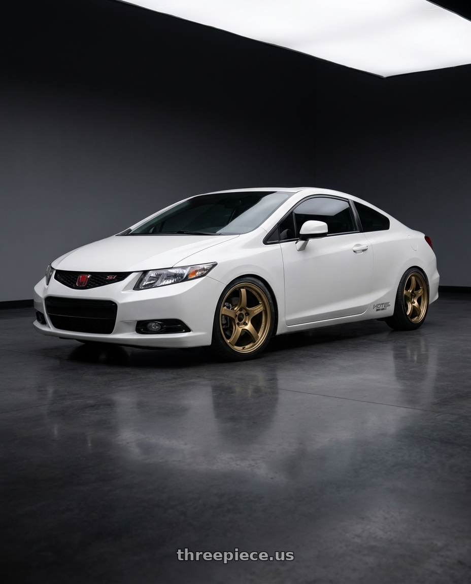 2013 Honda Civic Si Pearl with Gram Lights 57CR 5x100 18x8.5 +45 Almite Gold wheels