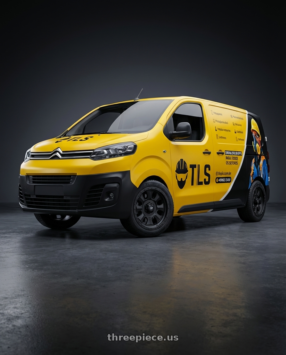 citroen jumpy 2015 adesivado amarelo e preto with Dirty Life Ironman 9300 6x135 20x9+0 Matte Black/Black Beadlock wheels