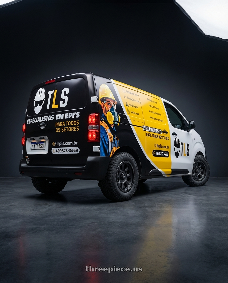 citroen jumpy 2015 adesivado amarelo e preto with Dirty Life Ironman 9300 6x135 20x9+0 Matte Black/Black Beadlock wheels rear three quarter view square tires