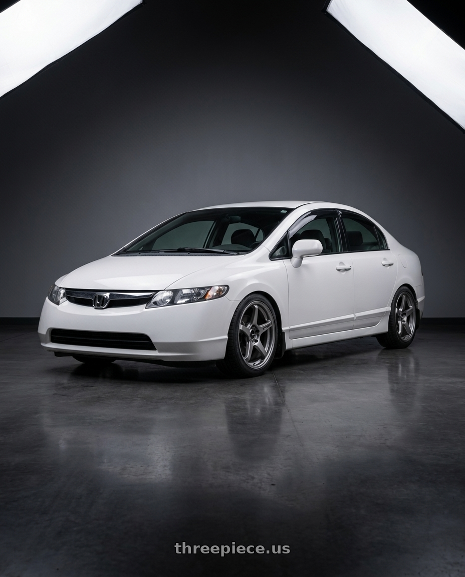 2007 honda civic ex with Enkei TS-5 5x114.3 18x8.5+38 Storm Grey wheels