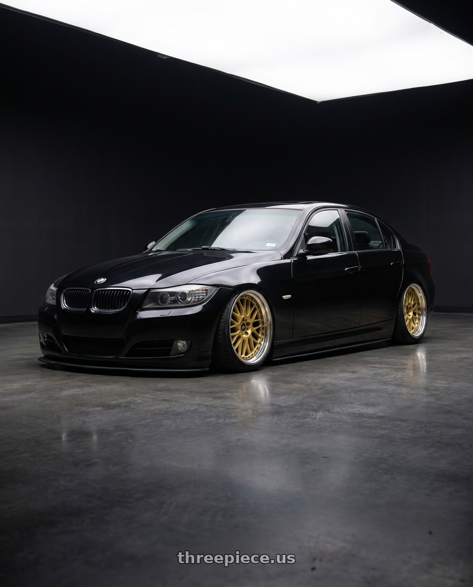2010 Bmw 335d black with Work Vs-Xx 5x120 18x9.5+45 A Disk Gold wheels