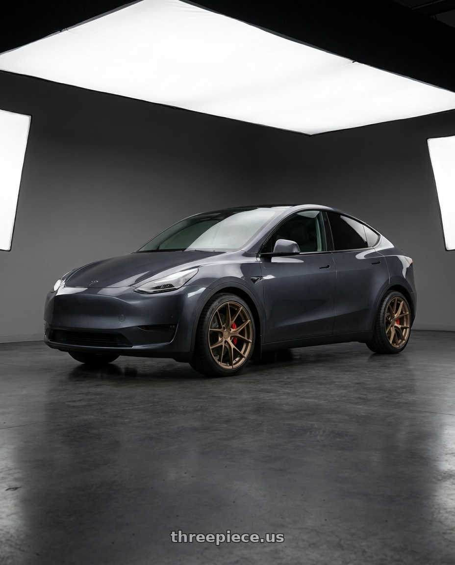 2023 Tesla Model Y Performance with Aodhan AFF7 5x114.3 19x9.5+35 Matte Bronze wheels