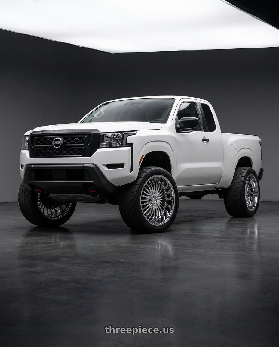 2025 nissan frontier king cab with Strada Spina 5x115/5x120 22x8.5 +15 Chrome wheels