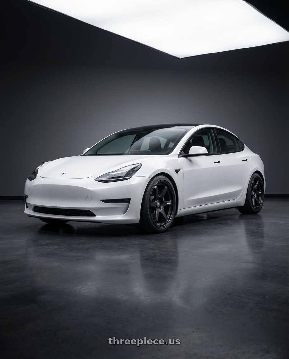 2023 Tesla Model 3 with ESR Wheels APEX SERIES AP6 5x114.3 19x8.5 +30 Matte Black wheels