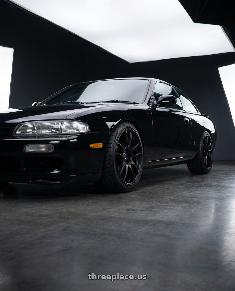 1996 Nissan Silvia K’s black with Work Emotion Cr Kiwami 5x112 17x9 +38 Matte Black wheels