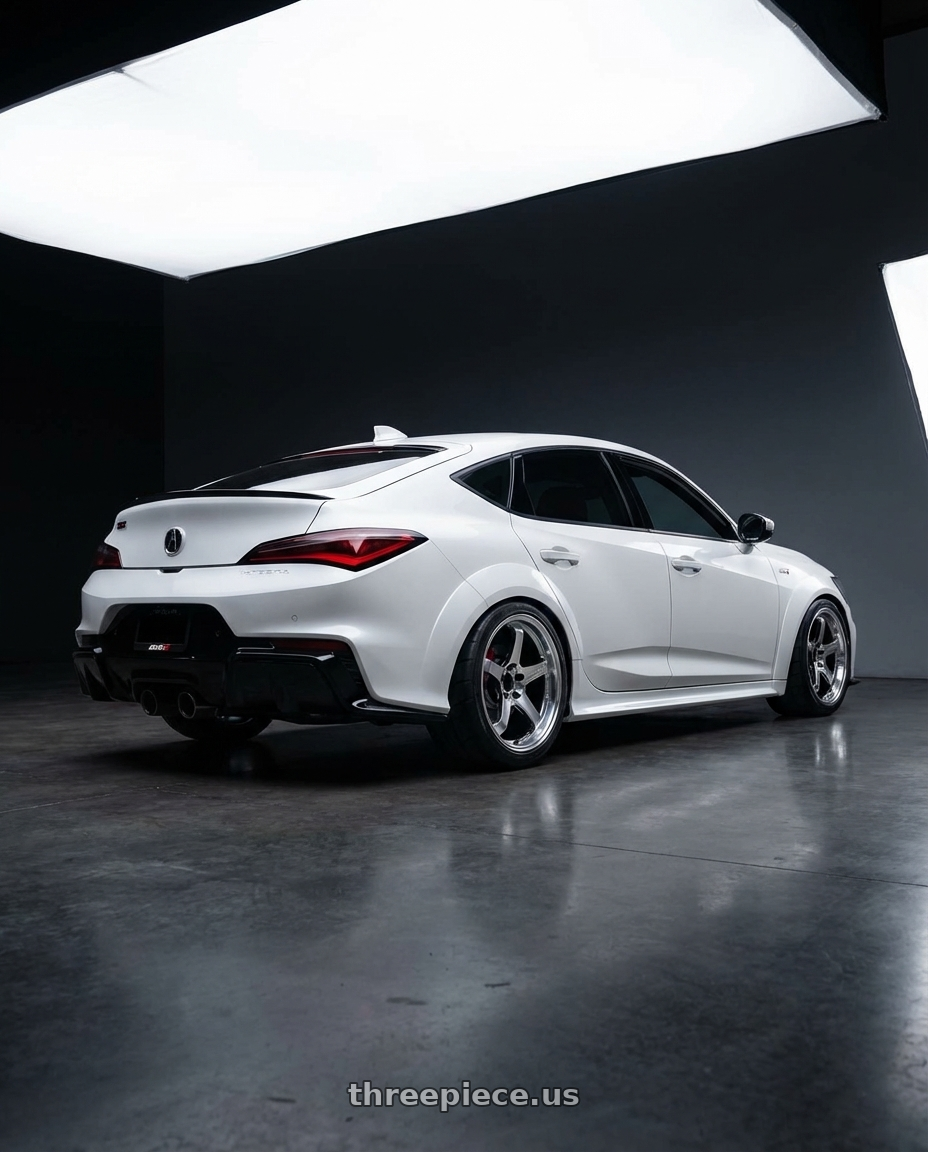 2024 Acura Integra Type S with Advan Racing GT BEYOND-R 5x120 18x10.5 +34 MACHINING & DIAMOND CUTTING wheels rear three quarter view slight stretch tires
