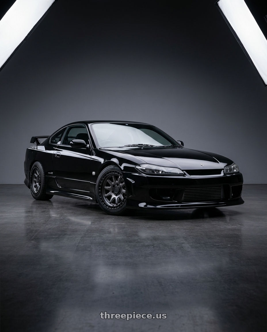Nissan 240sx 1999 with Black Rhino CALICO 5X127 17X8.5 +34 MATTE GUNMETAL W/ MATTE BLACK LIP wheels