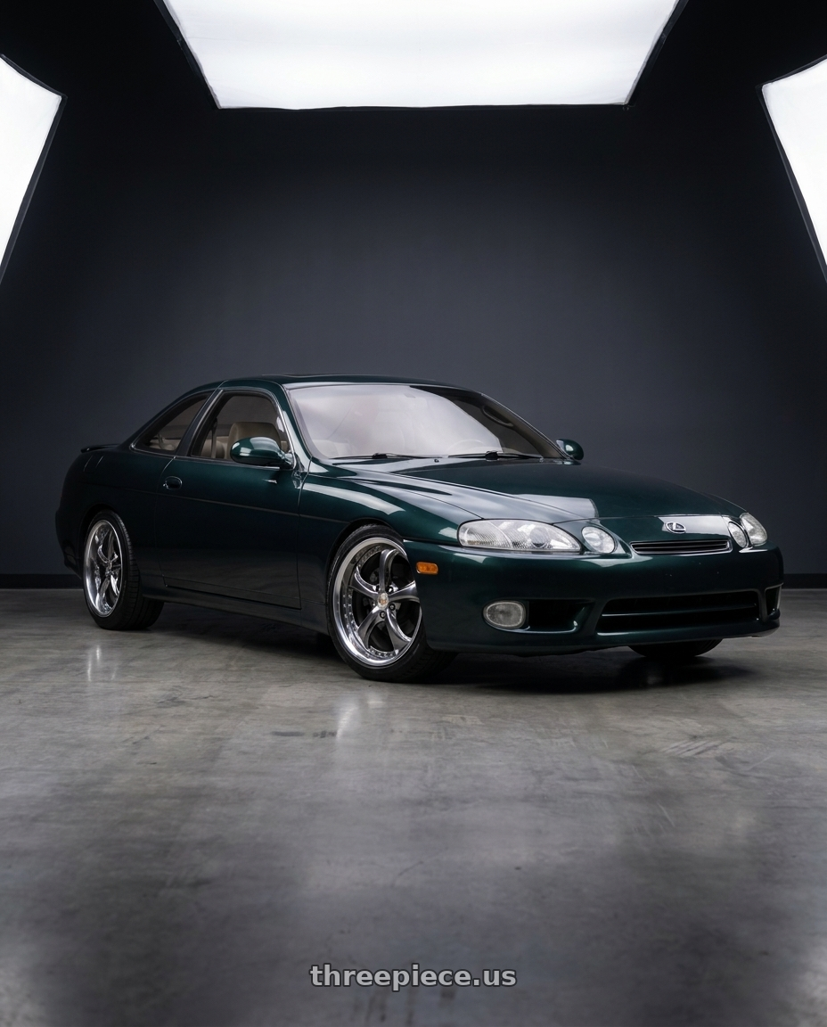 1997 Lexus SC400 with Work Wheels VS-KF 5X114.3 19x9.5+40 Brilliant Silver Black O Disk FULL REVERSE wheels