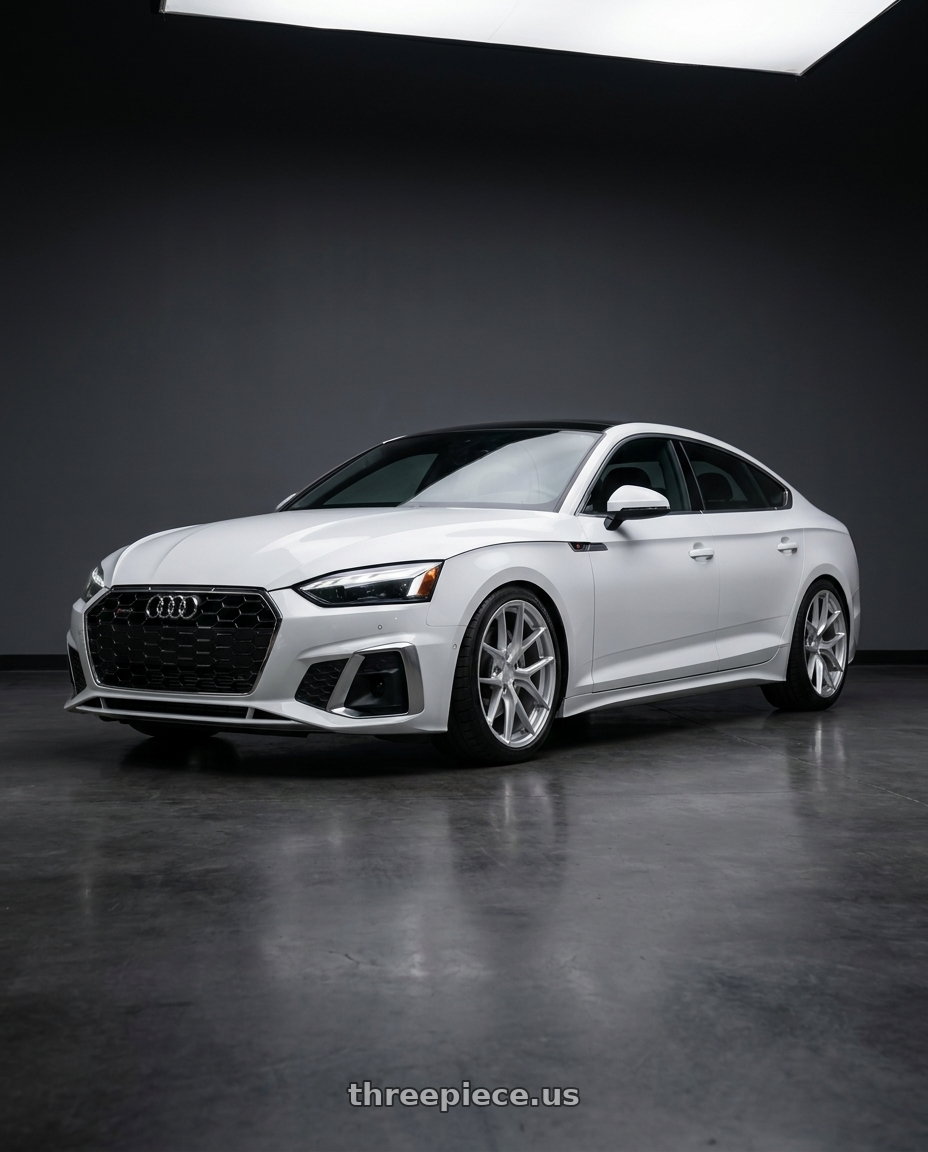 2023 Audi a5 s line with Aodhan AFF7 5x112 19x8.5+35 Gloss Silver Machined Face wheels