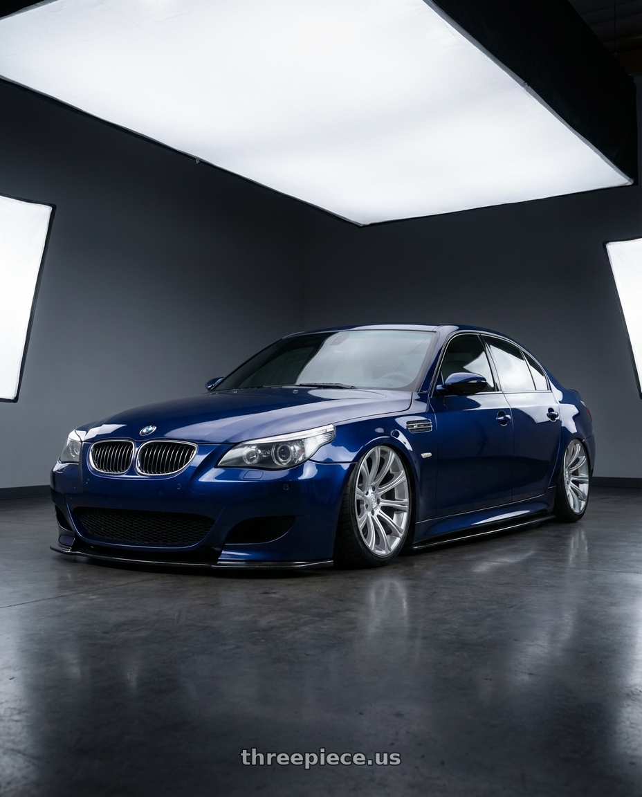 2010 BMW M5 E60 with Aodhan AFF2 5x120 20x10.5+35 Gloss Silver Machined Face wheels