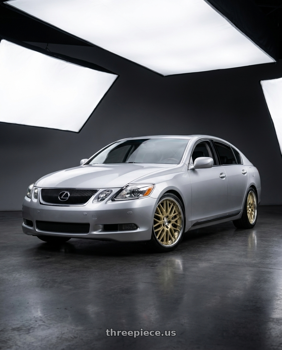 2006 Lexus gs300 with Work Lanvec Lm1 5x114.3 19x9.5+38 A Disk Light Metallic Gold wheels