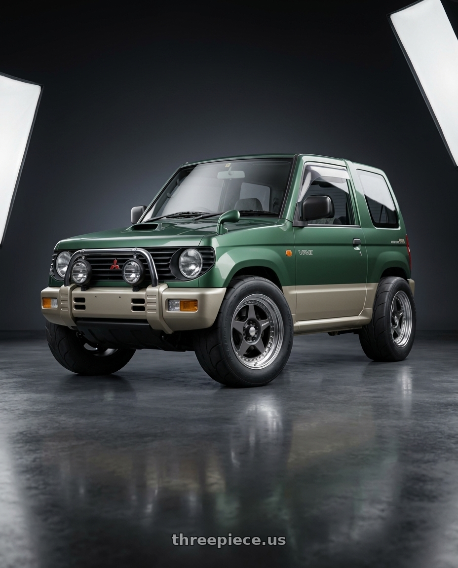 1996 mitsubishi pajero mini vr2 with Work Meister Cr01 5x114.3 15x6+32 O Disk Matte Gunmetal wheels