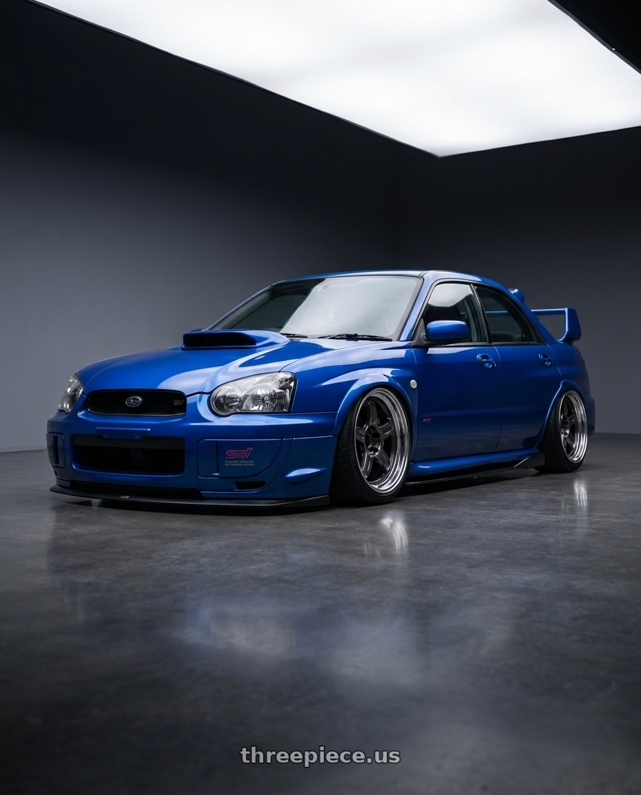 2004 Subaru sti with Volk Racing 21C 5x114.3 18X8.5+35  Dark Gunmetal wheels