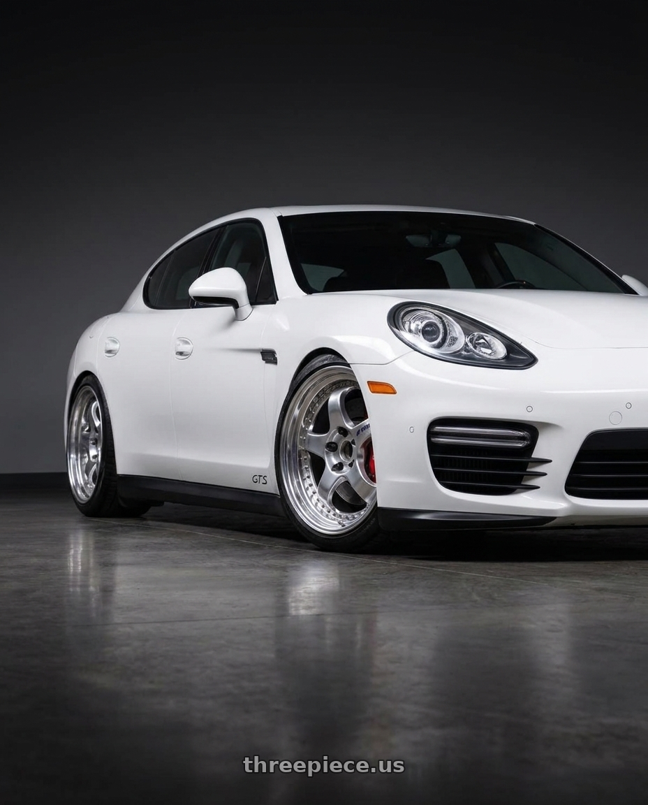 2015 Porsche panamera with Work Meister S1 3P 5x130 19x10+55 O Disk Bright Buff Finish wheels