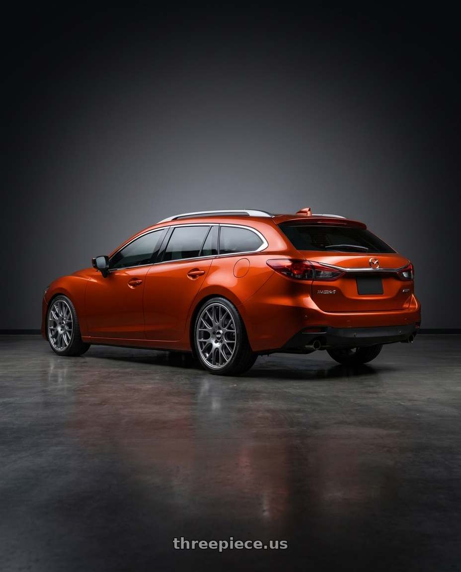 2019 MAZDA MAZDA6 WAGON  with BBS CH-R 5x114.3 20x8.5 +38 Satin Titanium Polished Rim Protector wheels rear three quarter view square tires