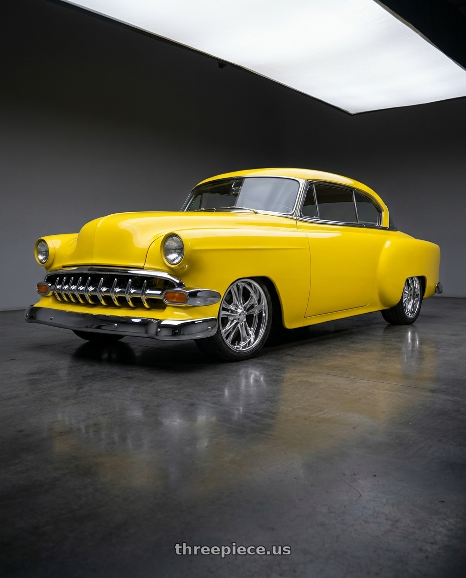1954 Chevy Sedan with Foose 1PC F097 KNUCKLE 5X120.65 17X8 +1 CHROME PLATED wheels