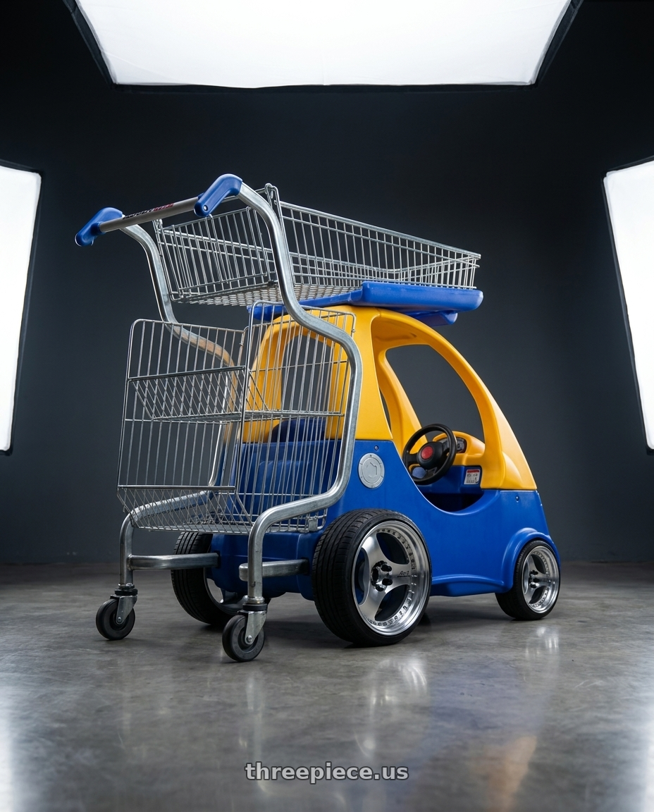 Plastic Toy Kids Wheel Shopping Trolley Cart Baby Stroller k100b 2020 with Advan Racing ONI2 PROGRESSIVE 5x114.3 20x10.5 +20 MACHINING & DIAMOND CUT wheels rear three quarter view square tires