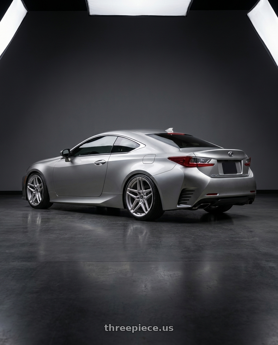 2020 Lexus RC300 Base AWD with HERITAGE WHEEL EBISU MONOC 5x114.3 19x8.5 +35 SILVER wheels rear three quarter view slight stretch tires