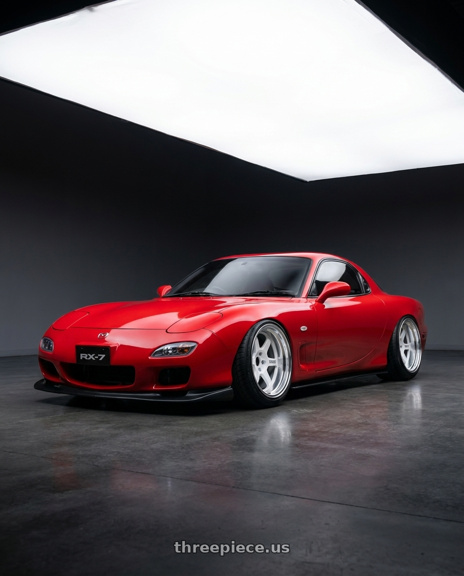 1993 Mazda RX7 with Volk Racing TE37V 10th Anniv 5x114.3 18x12.0-33 Dash White wheels