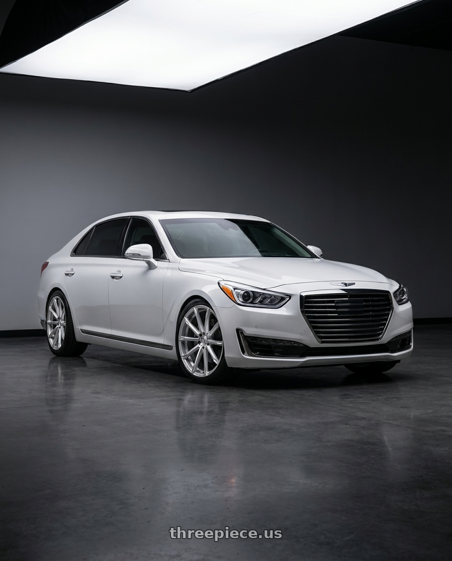 2018 genesis g90 ultimate with Status MASTADON 5X114.3 20X9 +30 SILVER W/ BRUSHED MACHINED FACE wheels