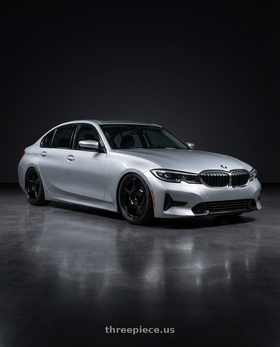 2023 BMW 3 Series G20 with Gram Lights 57CR 5x112 19x9.5+45 Glossy Black wheels