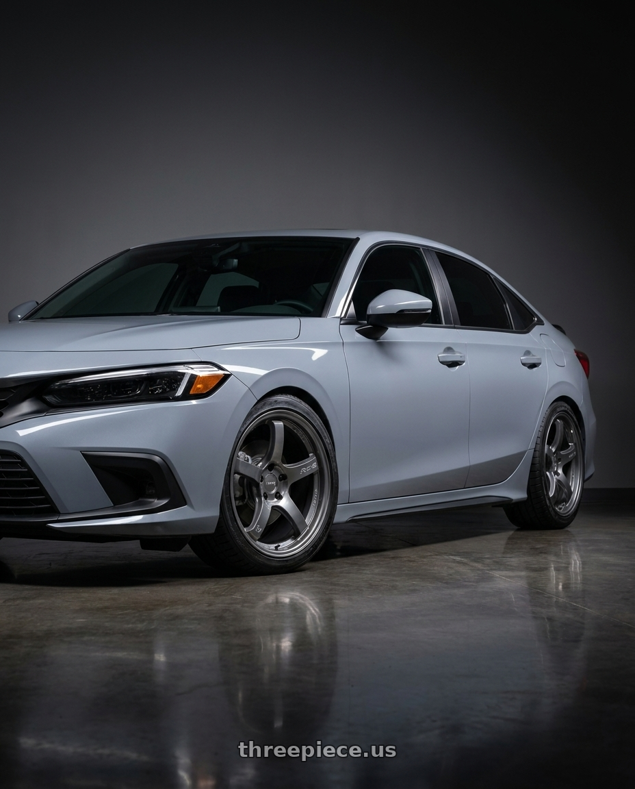 2022 honda civic touring sedan with Gram Lights 57CR 5x114.3 18x9.5+38 Glossy Grey wheels