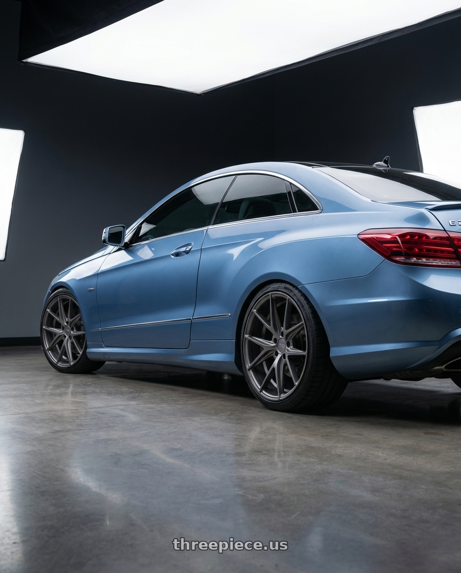 2014 Mercedes-Benz E-Class Coupe C207 with Niche 1PC M116 MISANO 5X112 19X8.5 +42 MATTE GUN METAL wheels rear three quarter view square tires