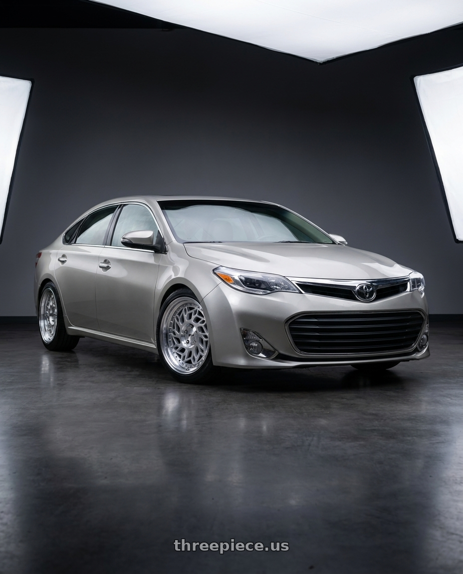 2013 toyota avalon with F1R R32 5x114.3 18x8.5 +33 Machine Silver/Polish Lip wheels