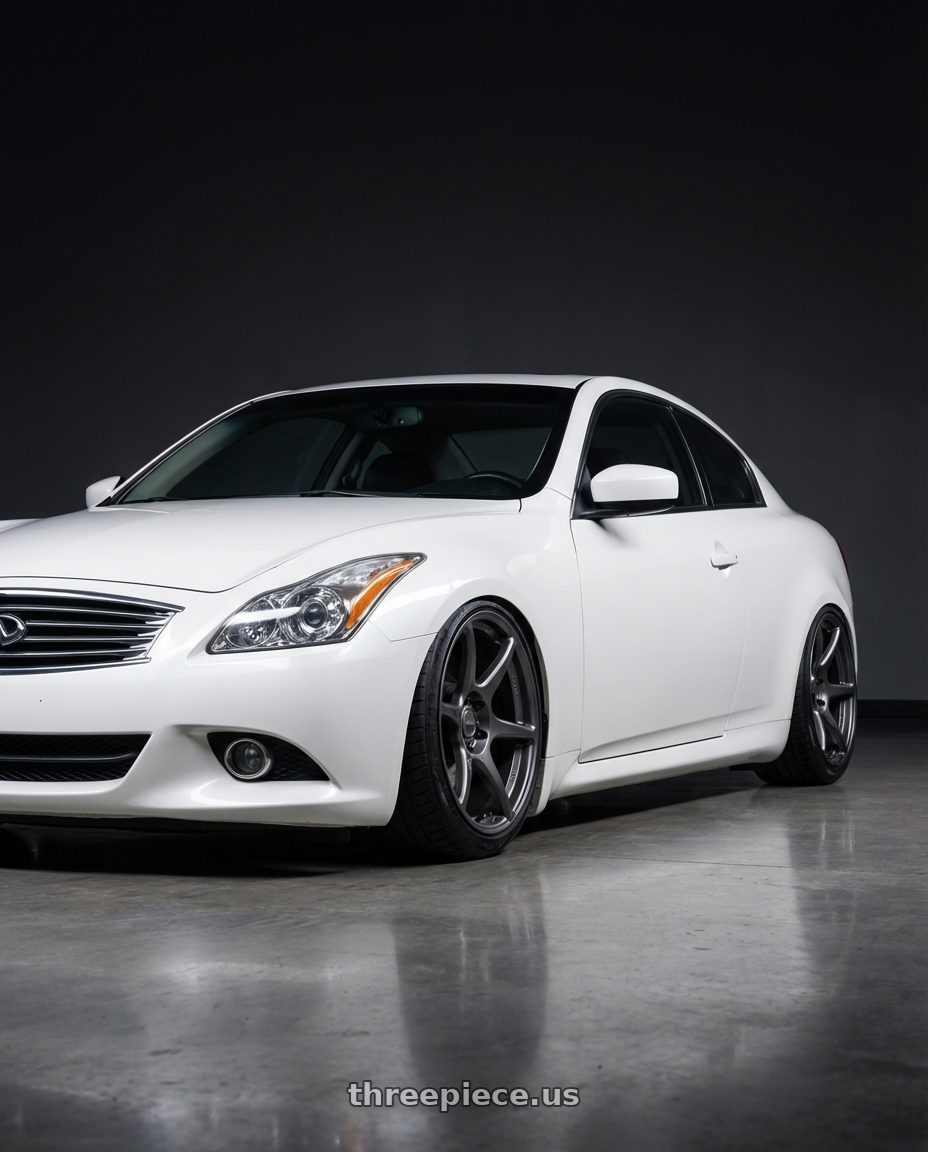 2014 Infiniti G37 Coupe with Kansei K11G Tandem 5x114.3 19x10.5 12 Gunmetal wheels