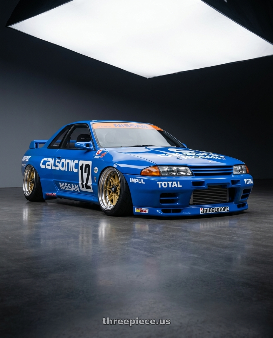 1993 Nissan Skyline R32 GTR with WORK Equip 03 4x100 15x13 -6 GOLD wheels