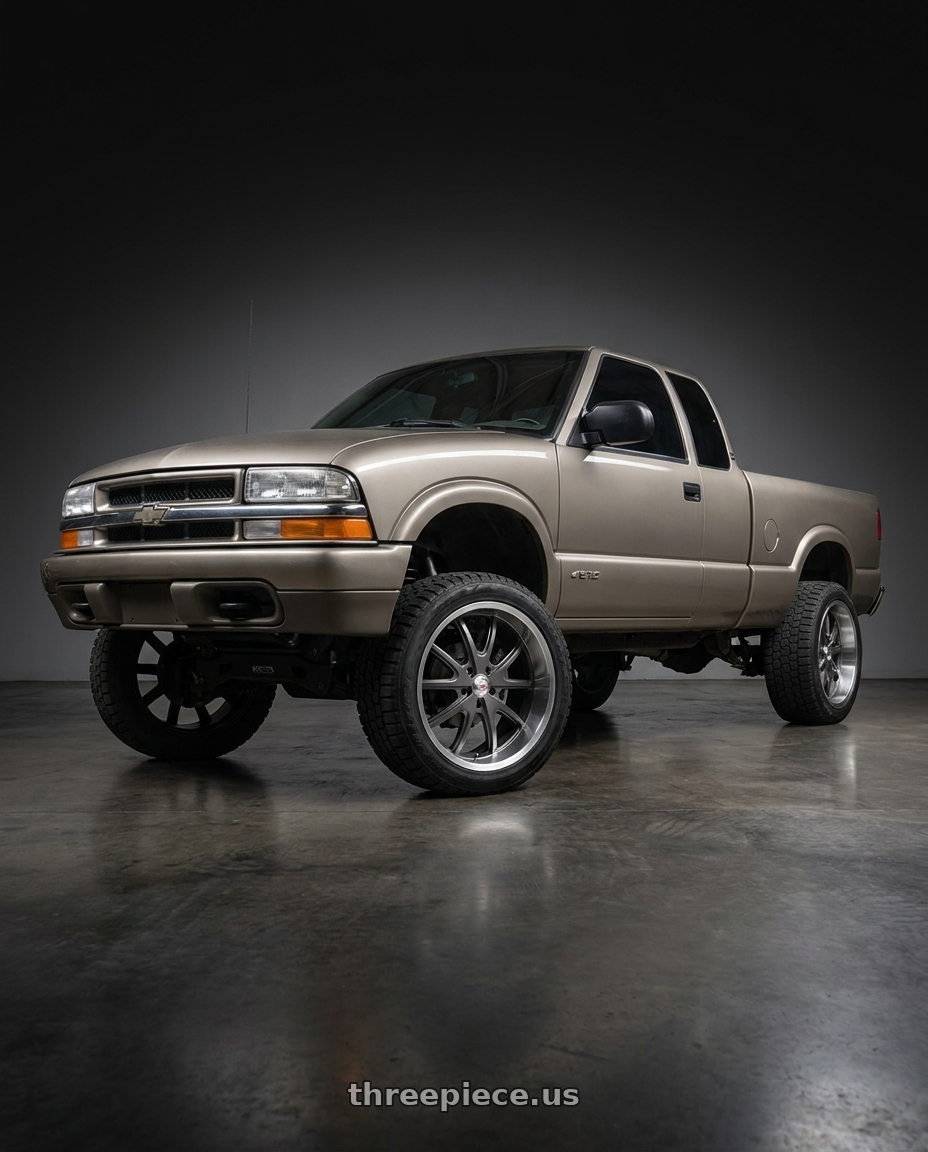 2003 Chevrolet s10 with Vision American-Muscle 143 Torque 5x120.65 15x8+0 Gunmetal Machined Lip wheels