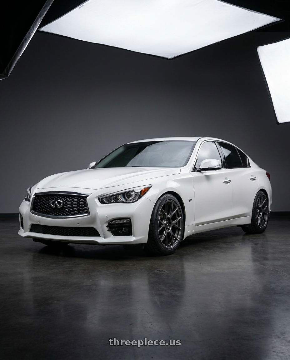 2021 Infiniti Q50 Red Sport with Konig Ampliform 5x114.3 19x8.5+30 Dark Metallic Graphite wheels