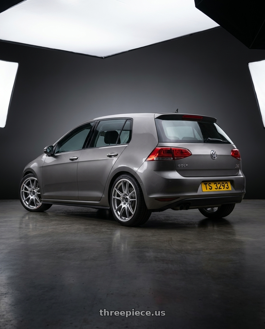 2015 VW Golf gt 1 with Enkei GTC02 5x112 19x8.5+45 Hyper Silver wheels rear three quarter view square tires