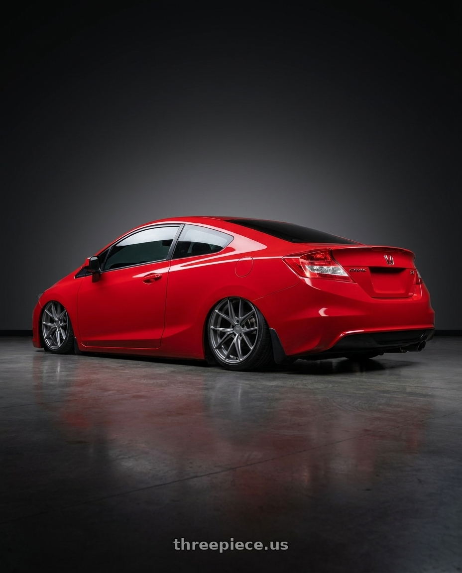 2011 Honda Civic Si with Niche 1PC M116 MISANO 5X114.3 18X8 +40 MATTE GUN METAL wheels rear three quarter view slight stretch tires