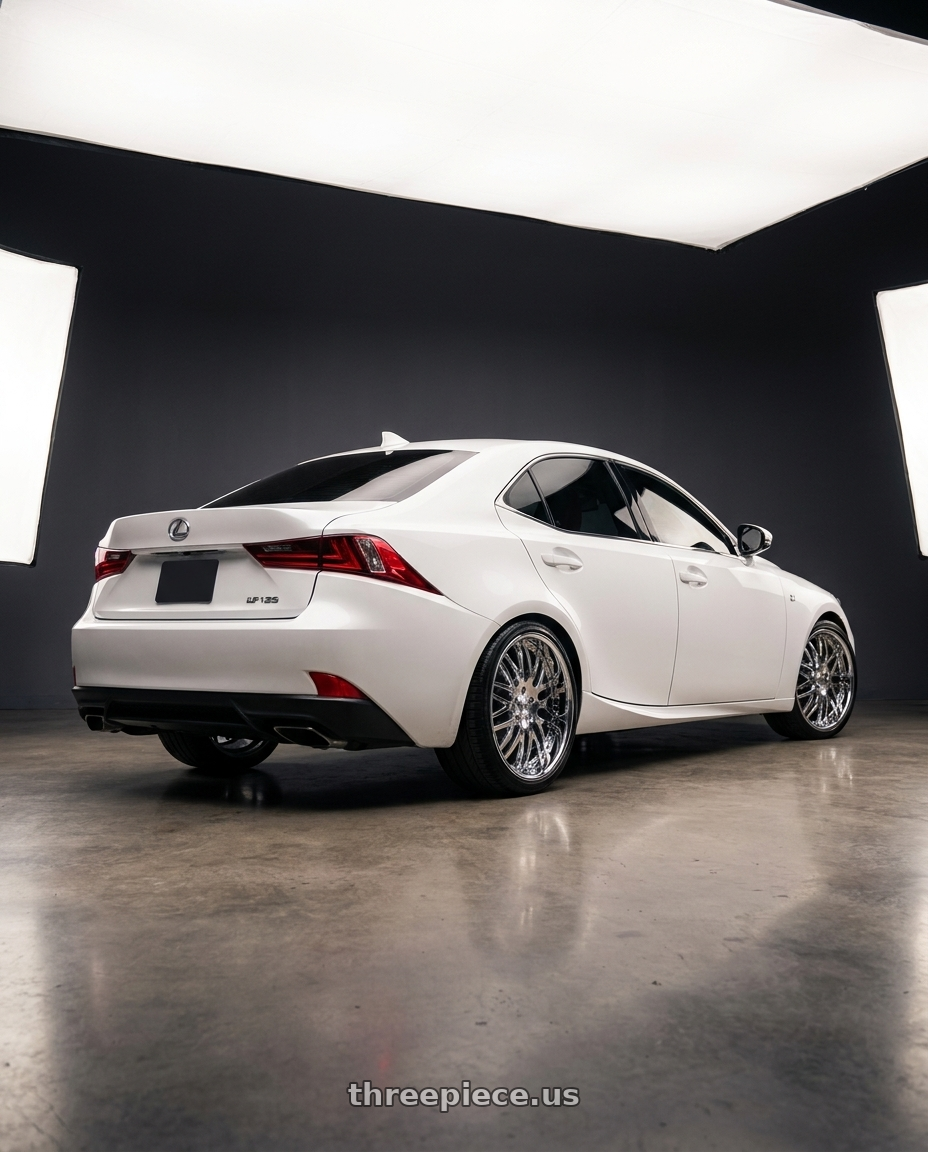 2016 lexus is with Asanti Forged AF120 5x114.3 22x8.5 +10 Chrome wheels rear three quarter view square tires