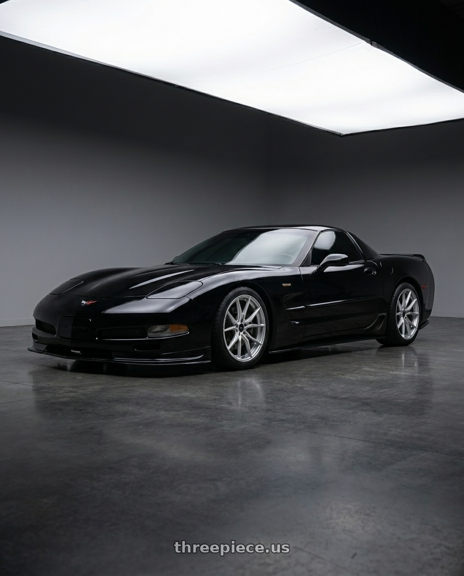 2002 c5 corvette with Advanti Racing 80S Hybris 5x114.3 20x8.5 +40 Silver with Machined Face wheels