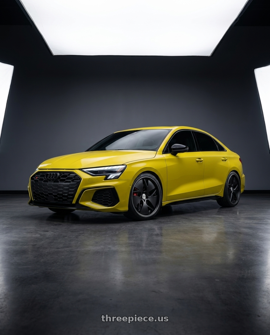 2023 Audi S3 with Work Gnosis Cvd 5x112 19x8.5+45 O Disk Matte Black wheels