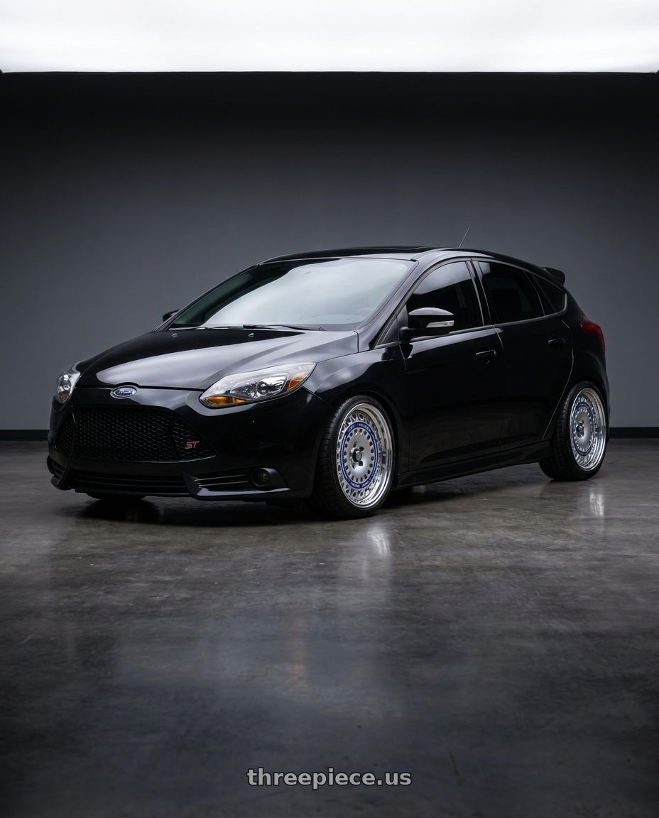 2013 ford focus st black  with FORMULA AERO MESH 5x108 18X9.5+43 NR Disk Titan Silver wheels