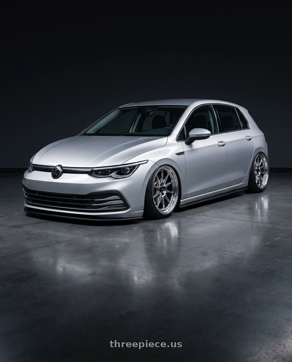 2024 Volkswagen Golf R MK8 with Konig Countergram 5x112 19x11+40 Hyper Chrome / Machined Lip wheels