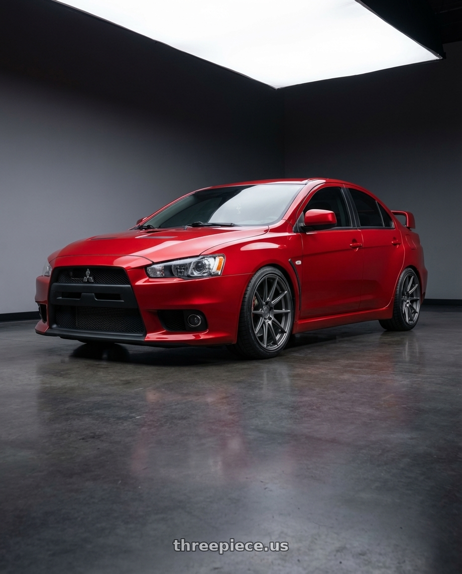 2012 Mitsubishi Lancer Evo X with Niche 1PC M116 MISANO 5X114.3 18X9.5 +40 MATTE GUN METAL wheels