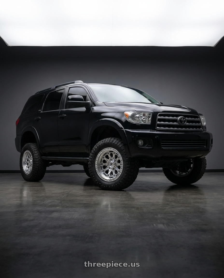 2012 Toyota Sequoia with Fittipaldi Offroad FT101MS 5x150 18x9 +18 Gloss Silver with Machined Face and Undercut wheels