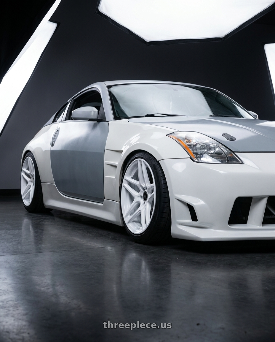 2003 Nissan 350Z with Heritage Wheel EBISU MonoC 5x114.3 18x9.5+22 White wheels
